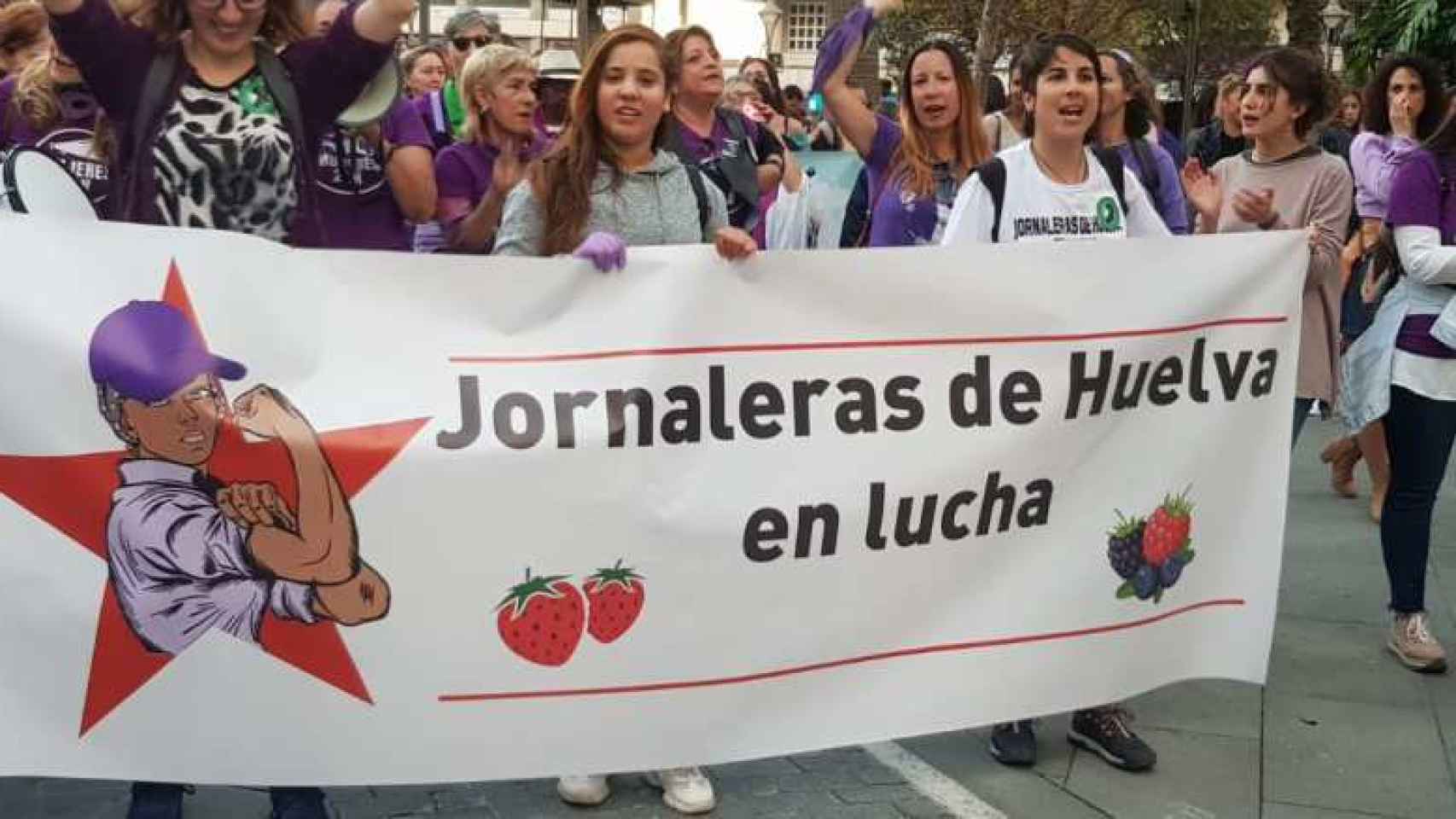 Un acto reivindicativo del colectivo Jornaleras de Huelva en Lucha.