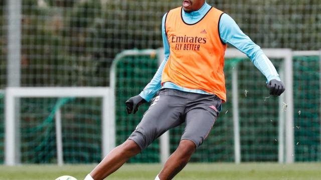 Eder Militao, durante un entrenamiento del Real Madrid