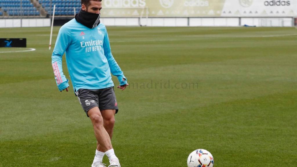 Dani Carvajal, durante un entrenamiento del Real Madrid