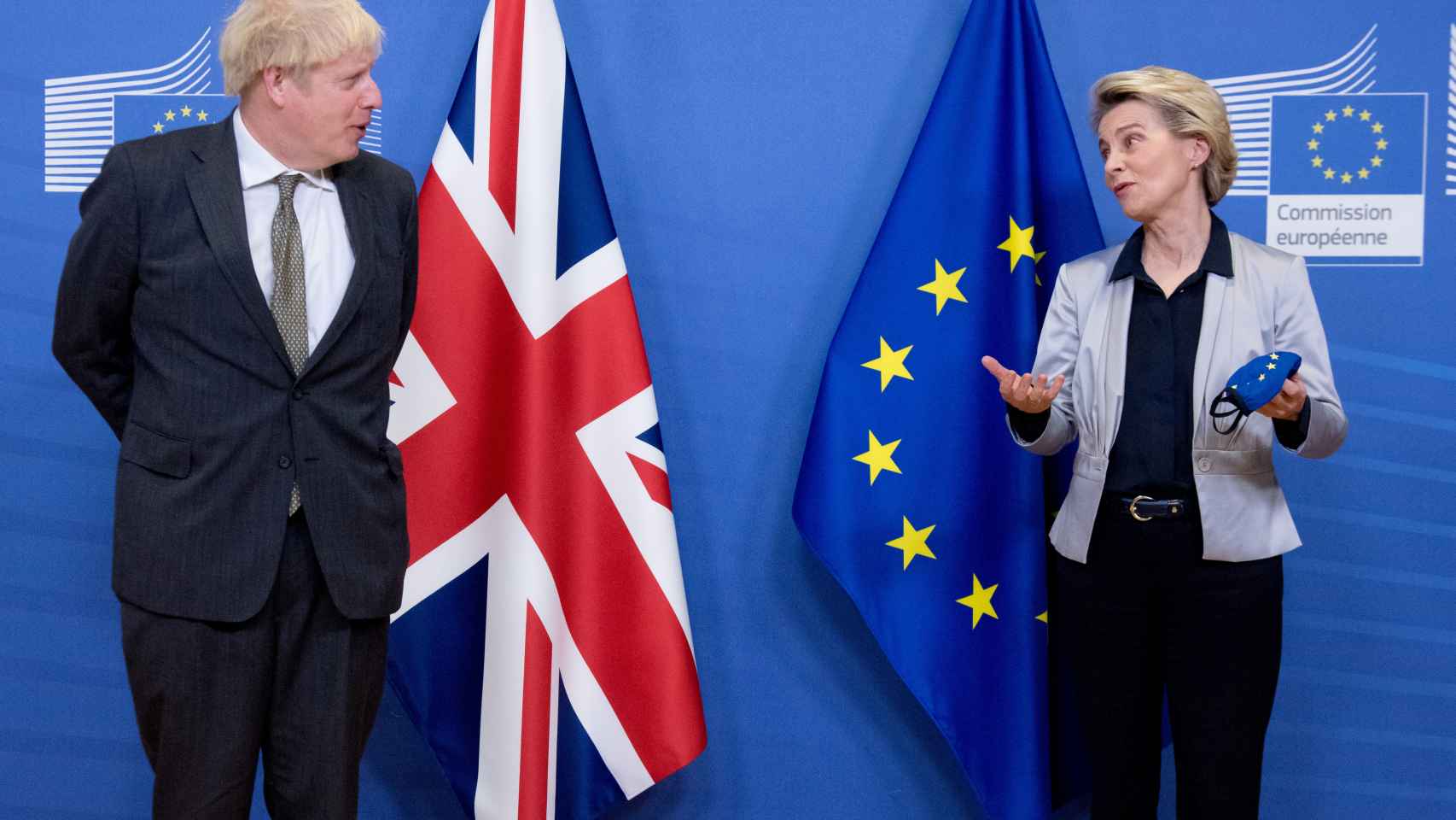 Ursula von der Leyen y Boris Johnson, durante su reunión en Bruselas este miércoles