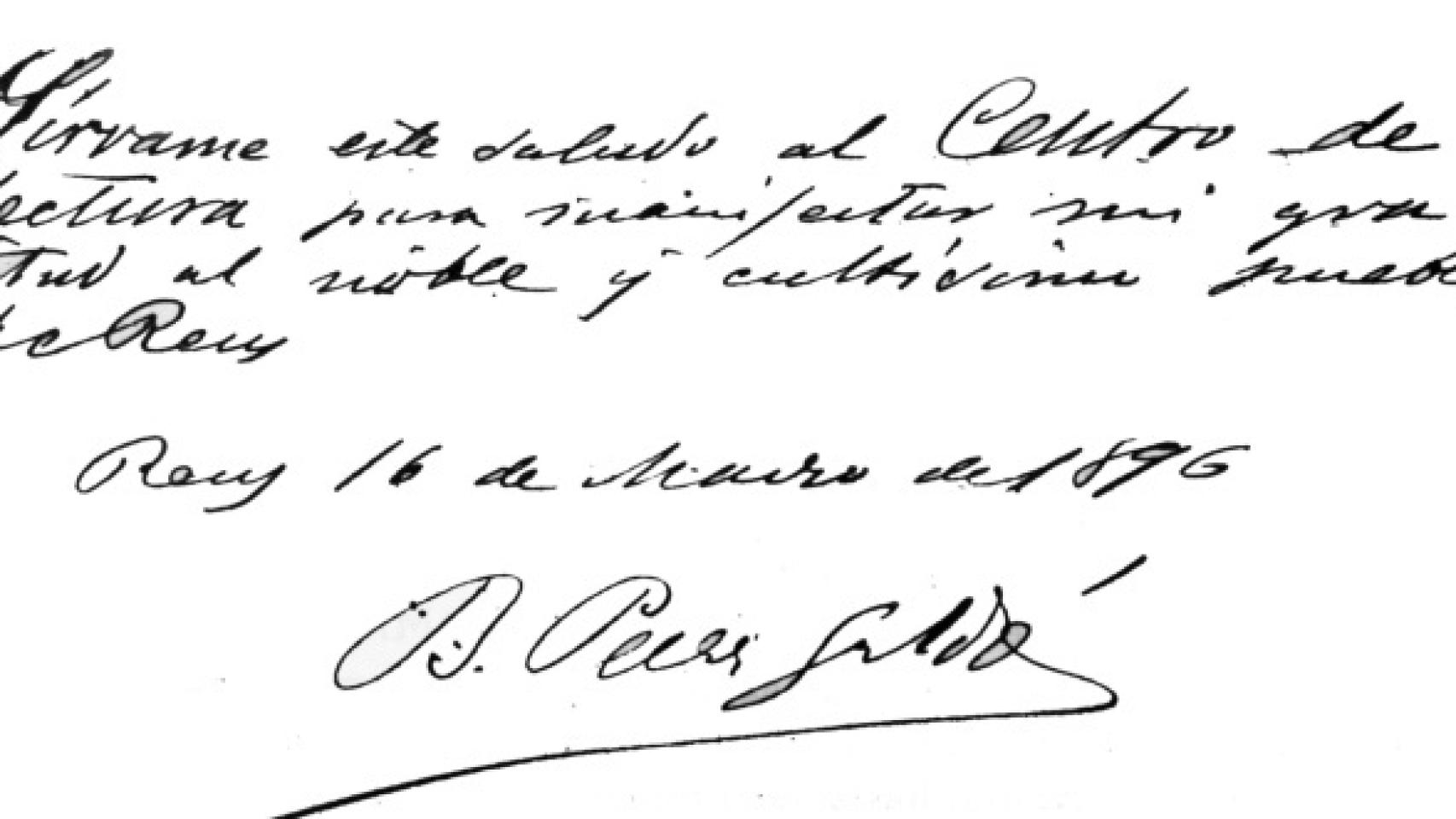 Manuscrito de Galdós a Emilia.