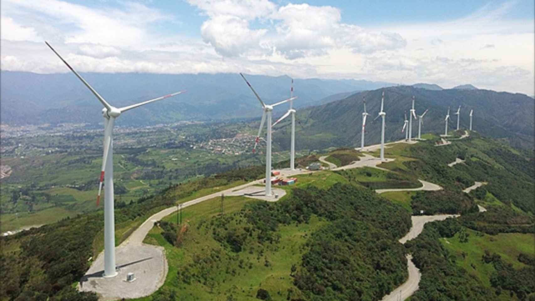 Imagen del parque eólico Villonaco I en Ecuador.