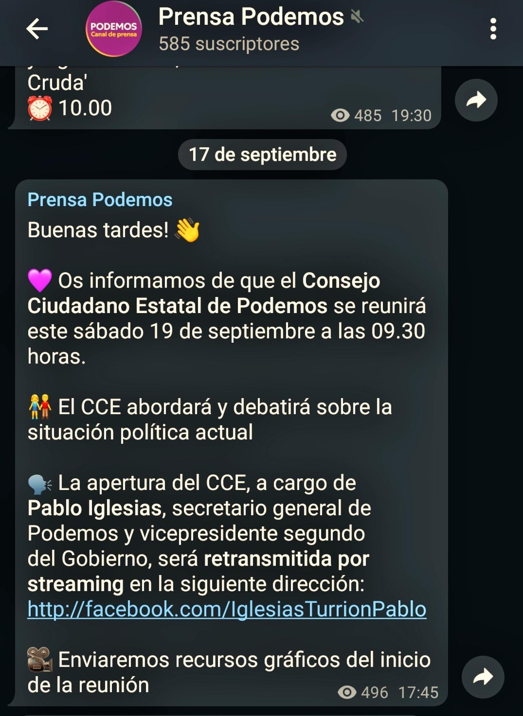 Convocatoria de prensa Consejo Ciudadano Estatal Podemos.