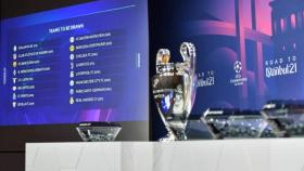 El trofeo de la Champions League, presidiendo el sorteo de octavos de final. Foto: uefa.com