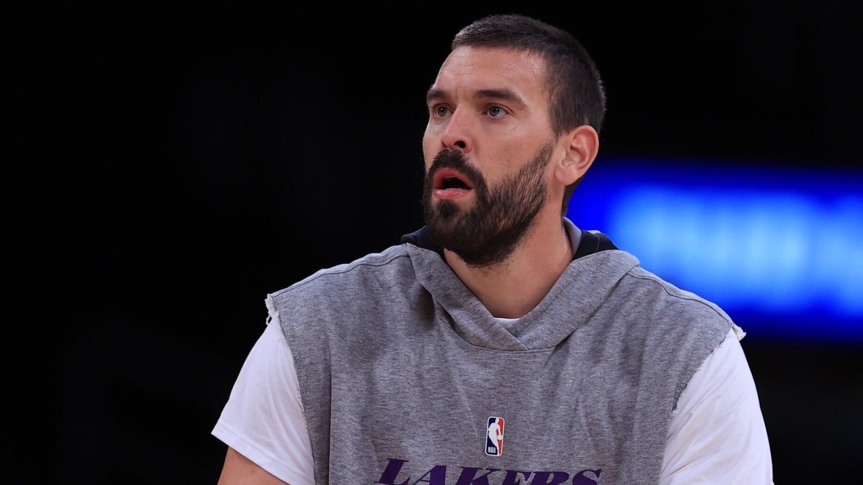 Marc Gasol calentando con Los Ángeles Lakers. Foto: Twitter (@Lakers)