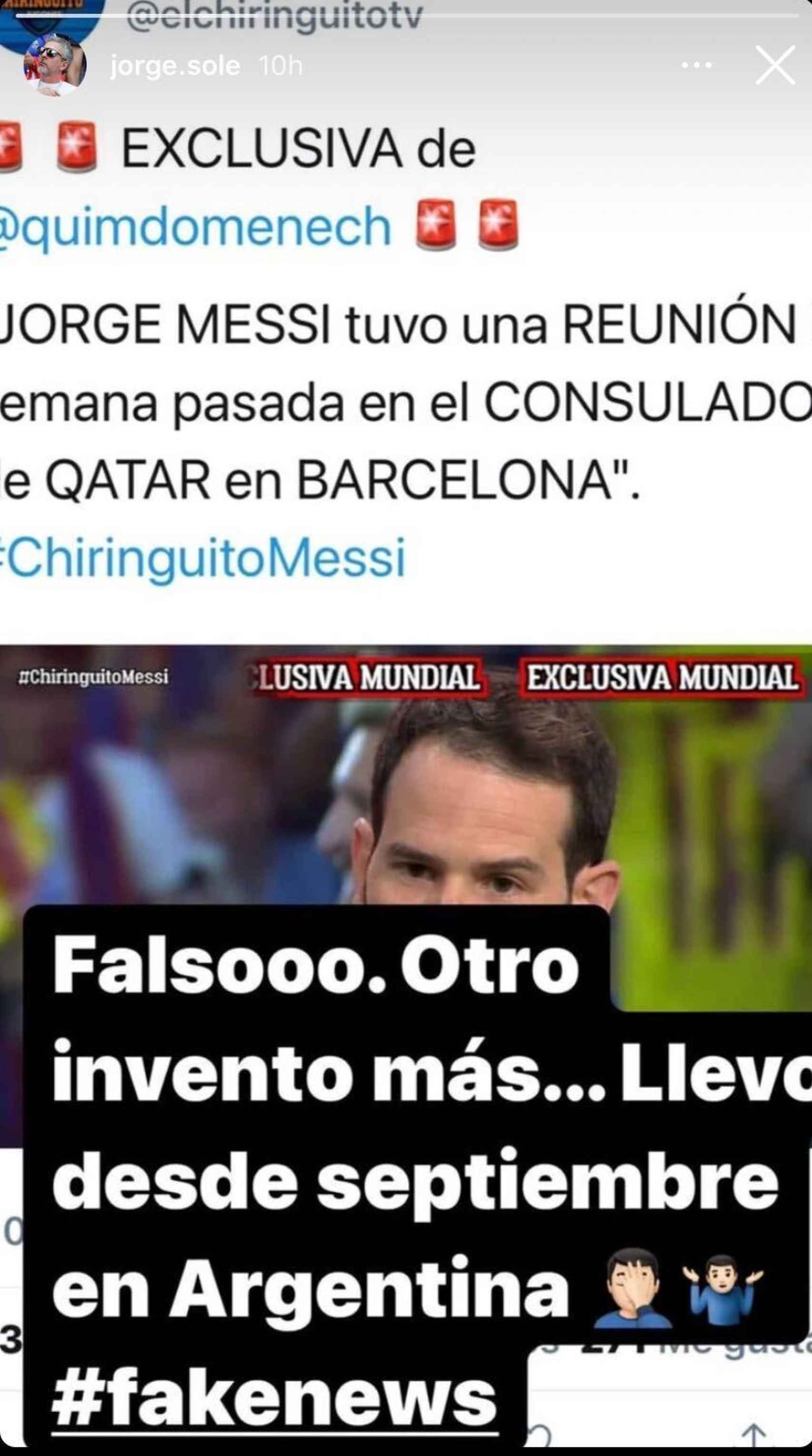 El mensaje de Jorge Messi en Instagram