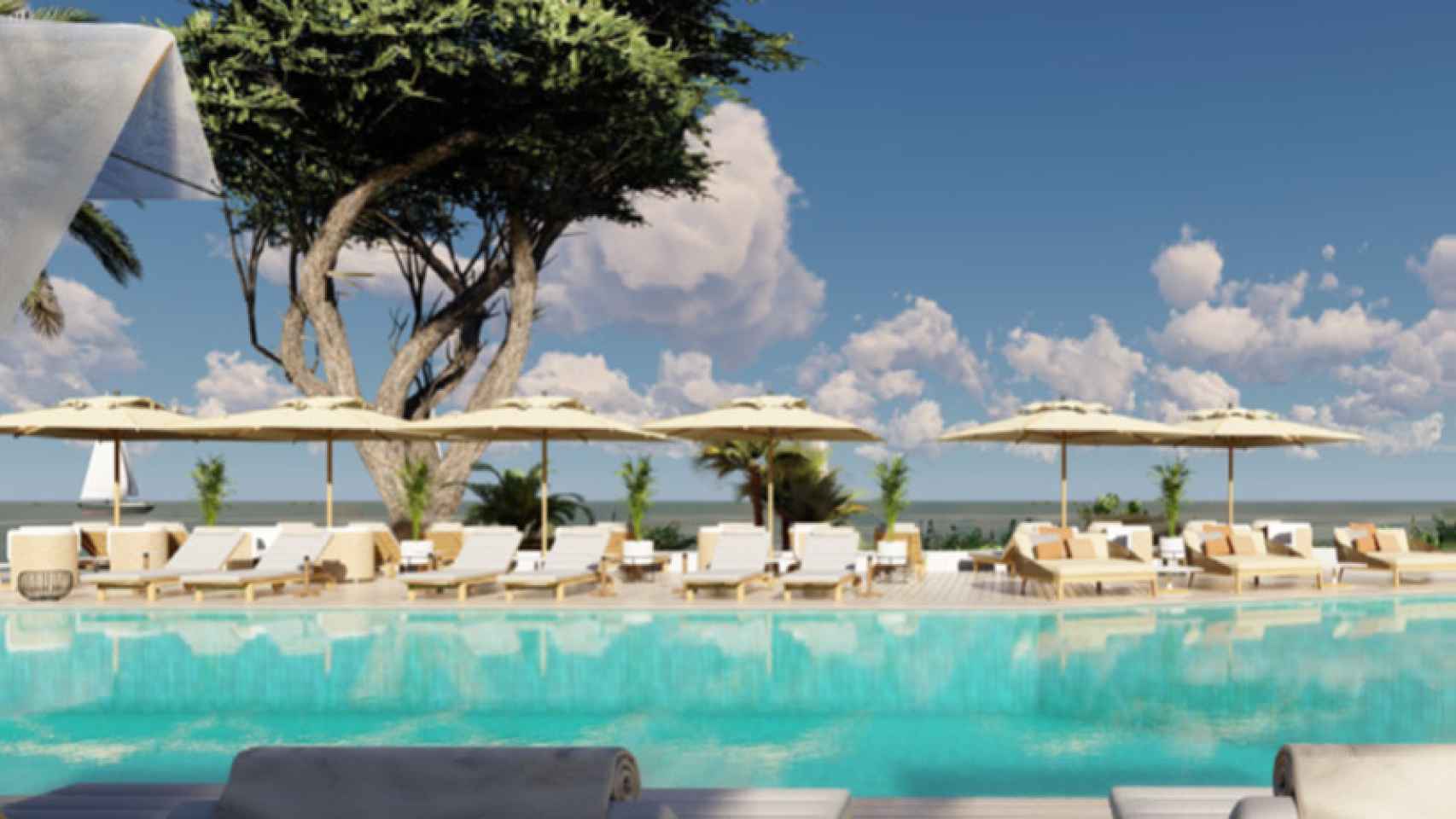 Imagen de la piscina exterior del Hotel Riomar Ibiza.