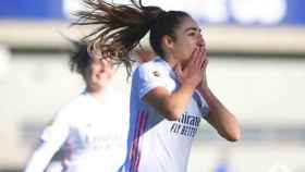 Olga Carmona celebra un gol con el Real Madrid Femenino