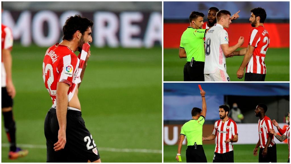 Raúl García, expulsado contra el Real Madrid