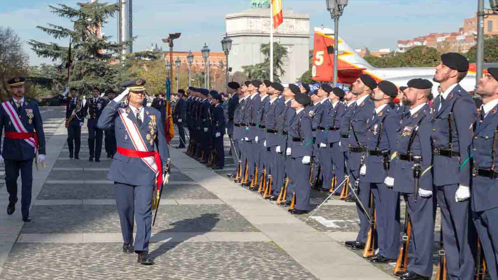 Soldados del Ejército del Aire en una ceremonia militar.