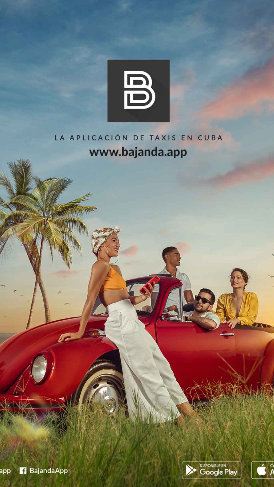 Uno de los carteles publicitarios de Bajanda, el Uber cubano