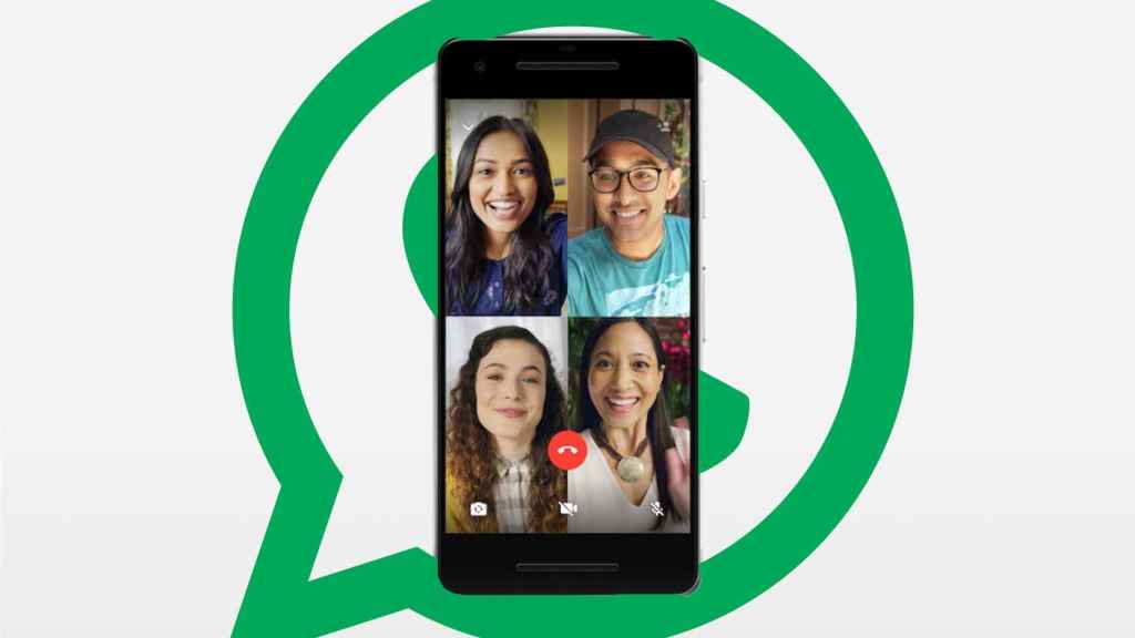 Una videollamada grupal de WhatsApp.