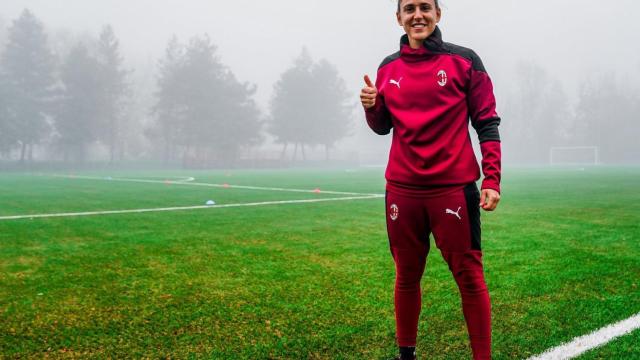 Vero Boquete entrenando con el Milan