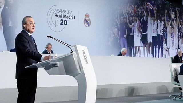 Florentino Pérez, durante la Asamblea de Socios del Real Madrid de 2020