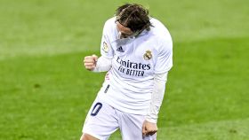 Luka Modric celebra su gol al Eibar