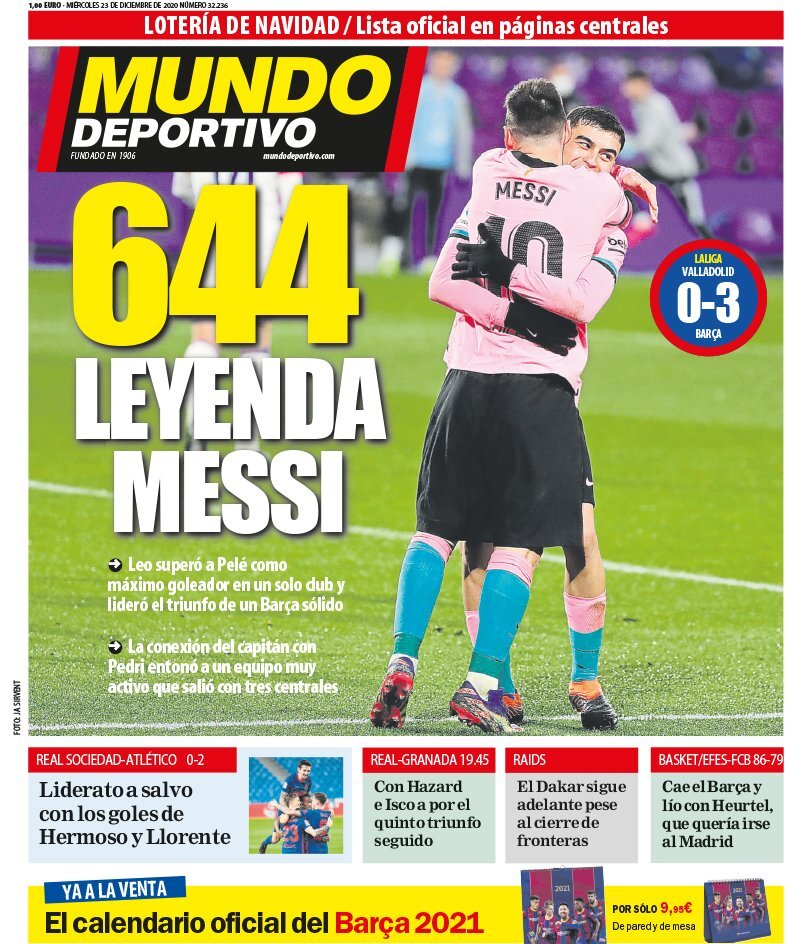 La portada del diario Mundo Deportivo (23/12/2020)