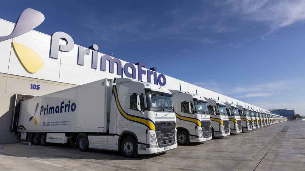 La flota de camiones de la empresa murciana Primafrio.