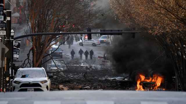 Imagen de la explosión en el centro de Nashville esta mañana.