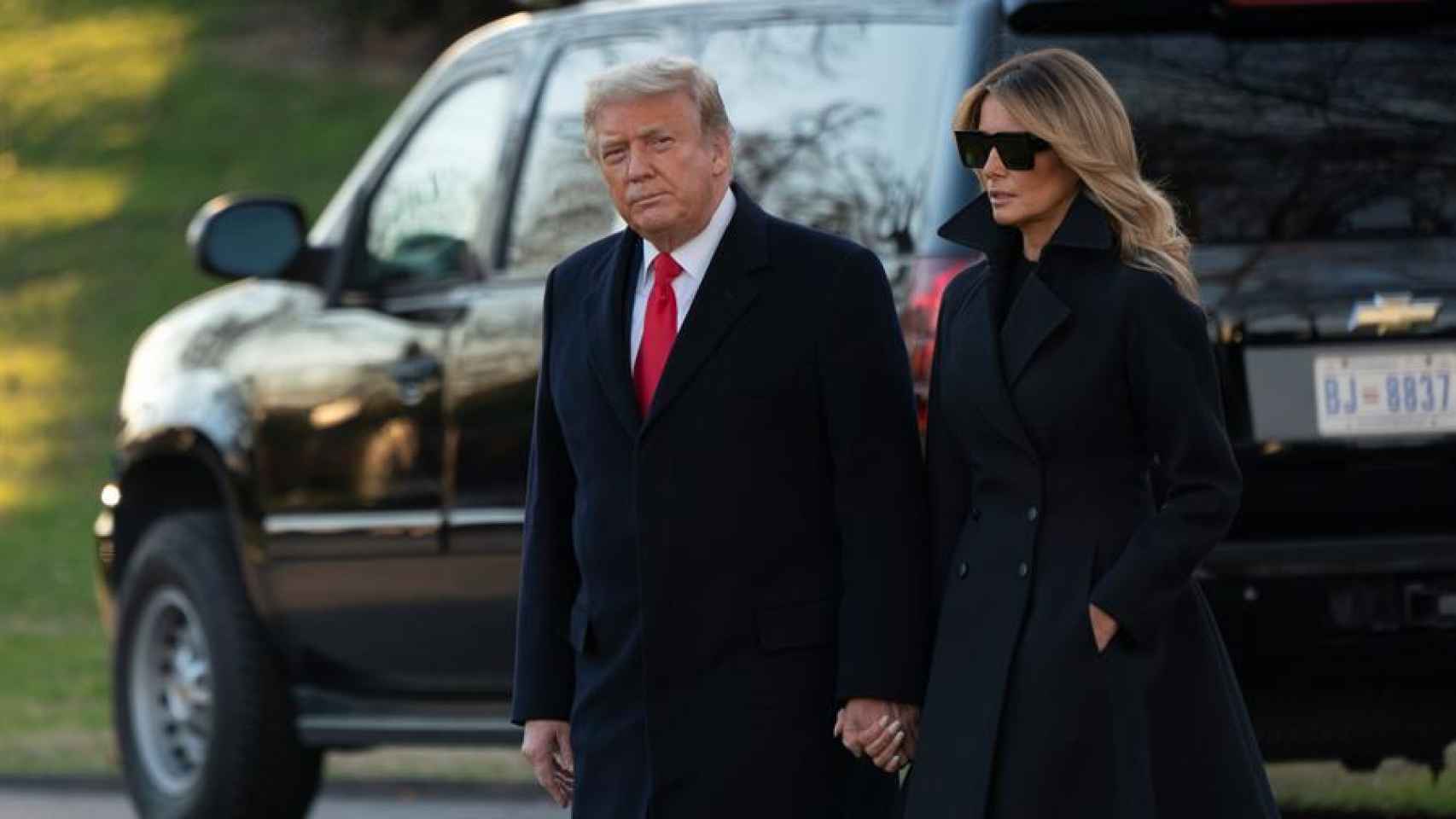 Donald Trump junto a su mujer en su última aparición conjunta en la Casa Blanca.