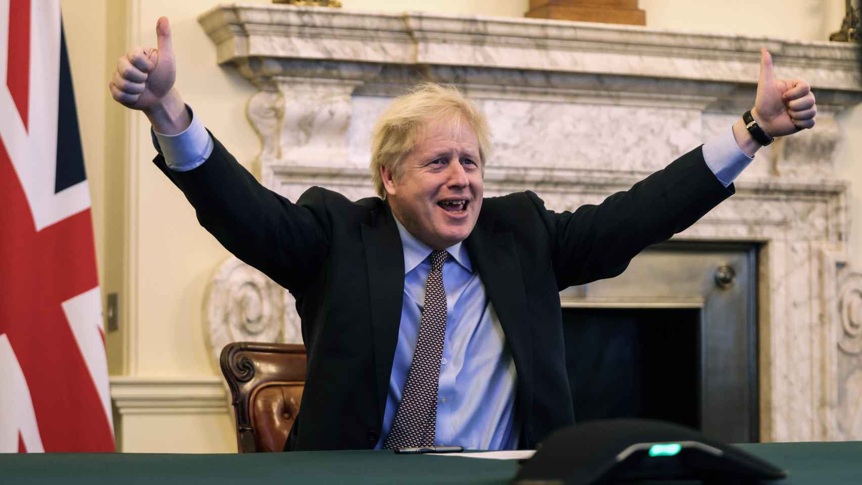 El primer ministro británico, Boris Johnson, celebra el acuerdo del Brexit con la Unión Europea.