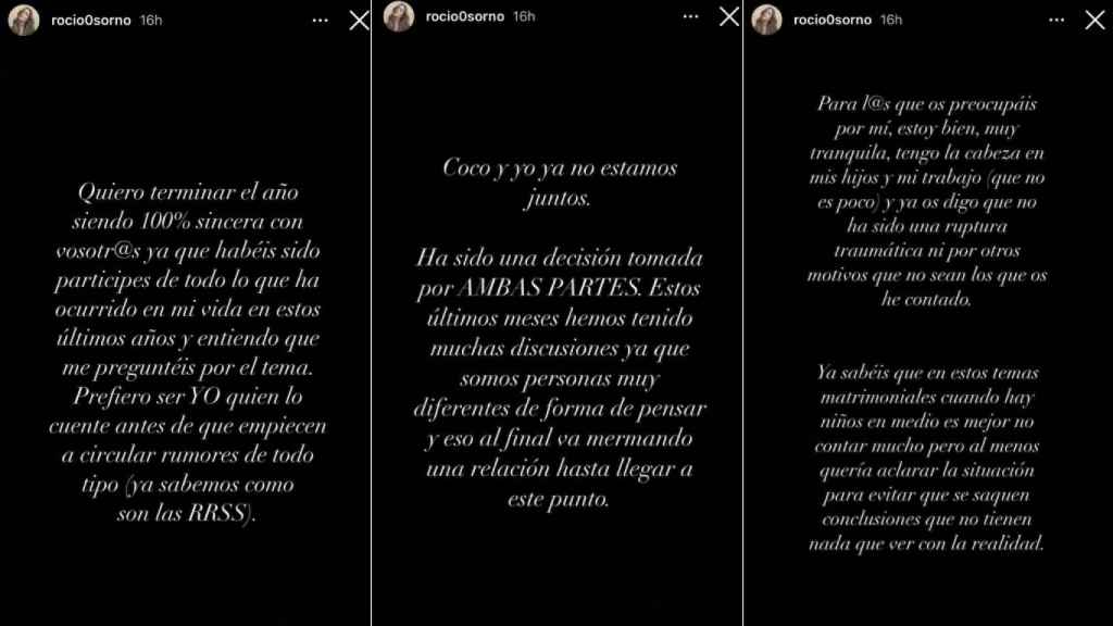 Los mensajes que ha compartido Rocío Osorno en redes sociales.