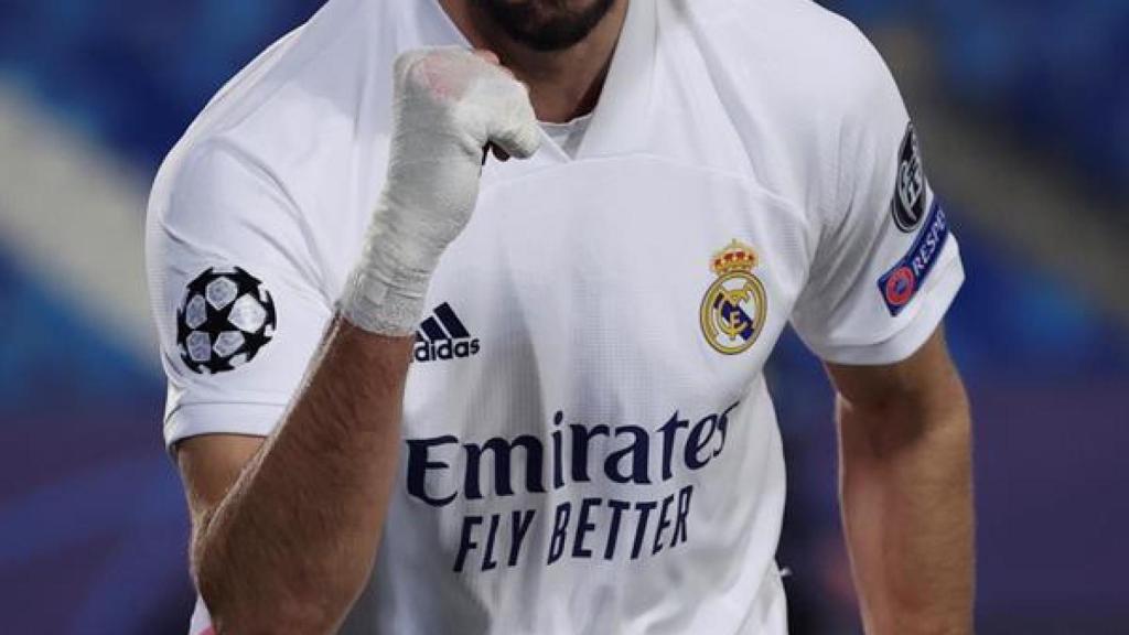 Karim Benzema, en un partido del Real Madrid de la temporada 2020/2021