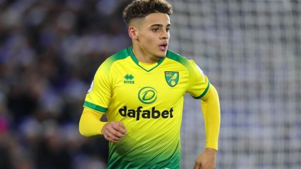Max Aarons, en un partido del Norwich