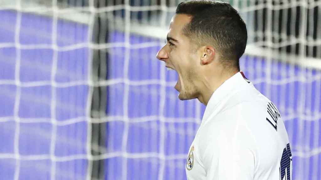 Lucas Vázquez celebra su gol al Celta de Vigo