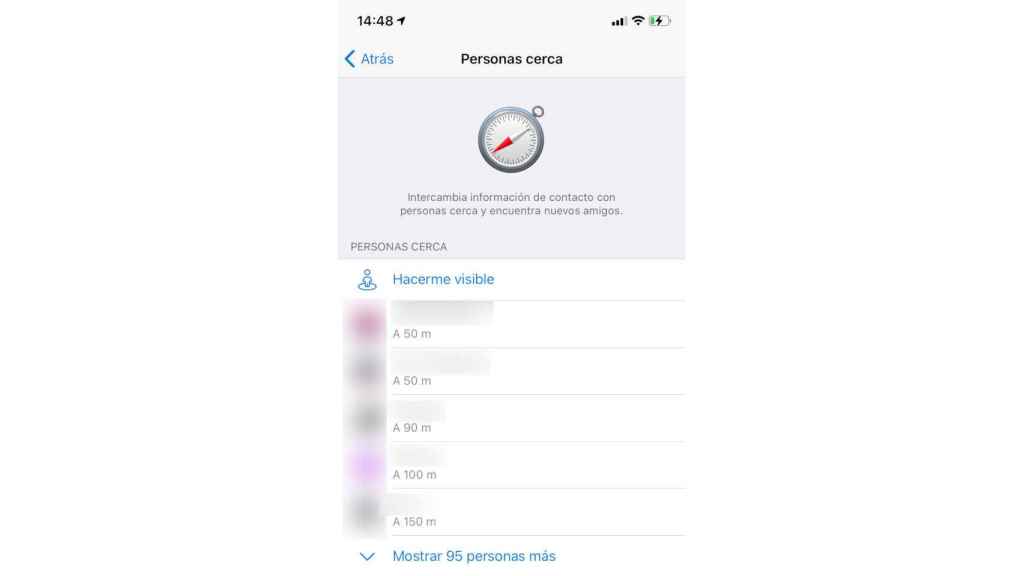 La app de Telegram muestra la distancia aproximada de los usuarios