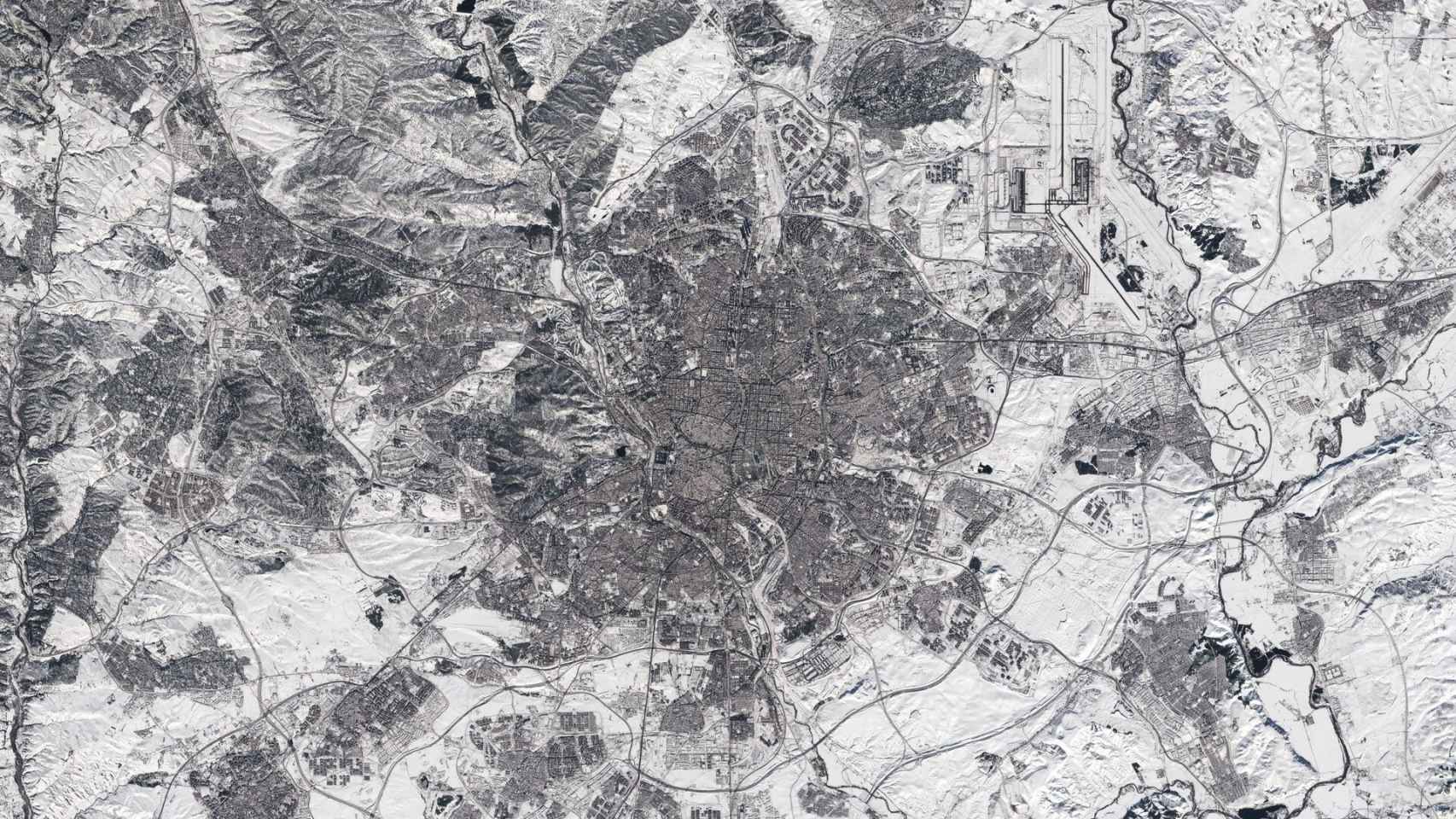 Fotografía de Madrid tomada por el satélite Sentinel-2 de la Agencia Europea del Espacio (ESA).