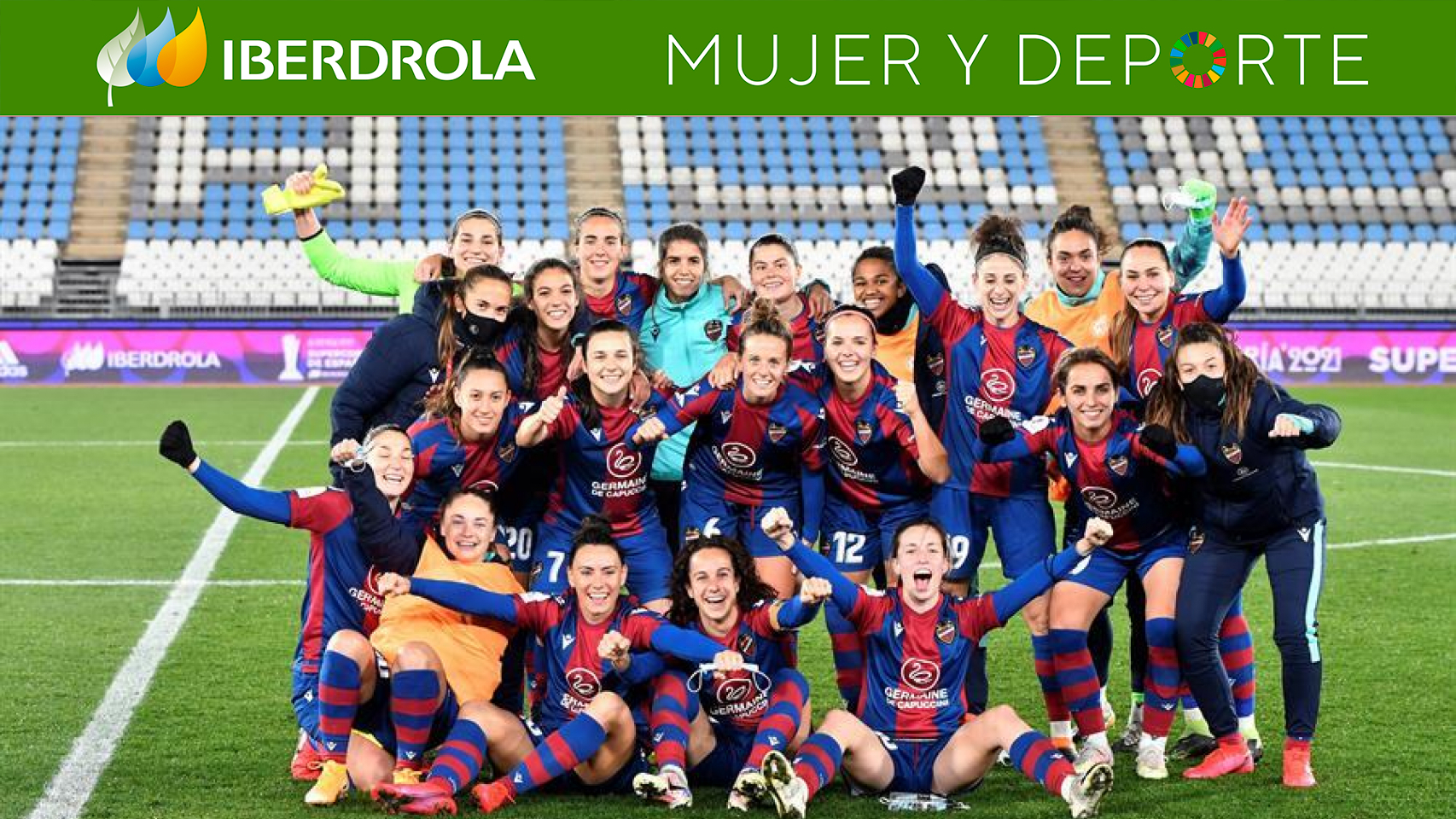 Las jugadoras del Levante Femenino celebran la victoria ante el EDF Logroño en la Supercopa de España