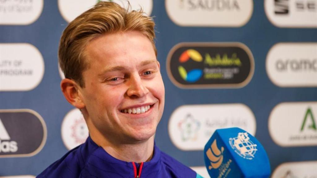 Frenkie de Jong, en rueda de prensa de la Supercopa de España