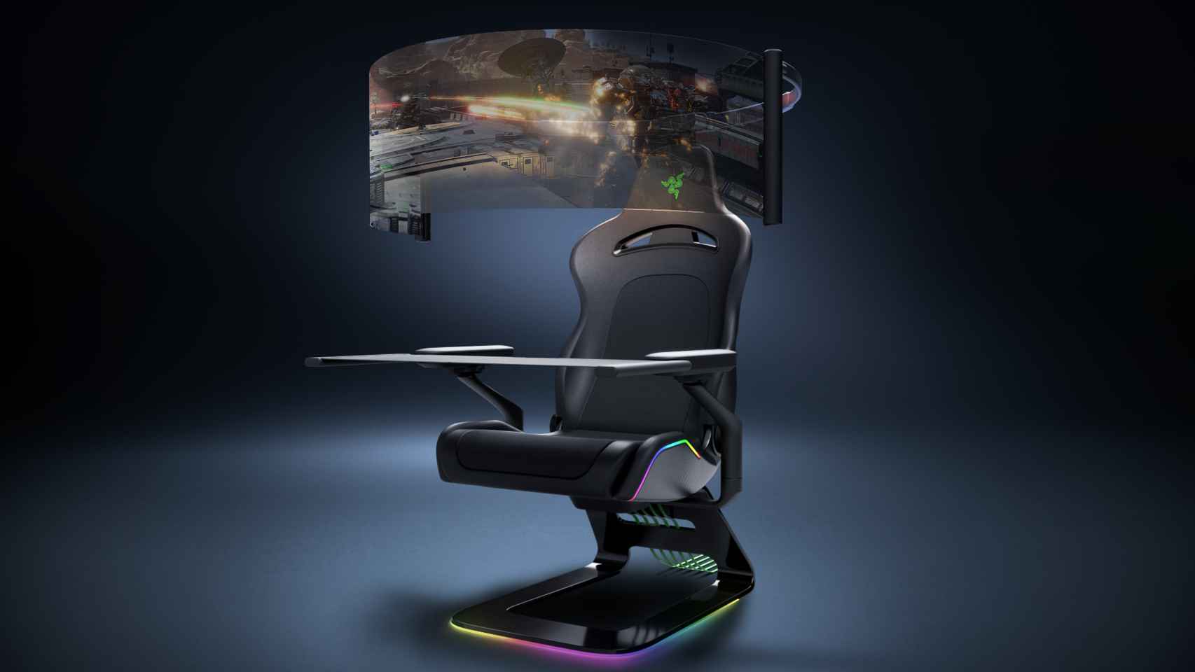 Razer tiene una silla gaming con una pantalla de 60 pulgadas.