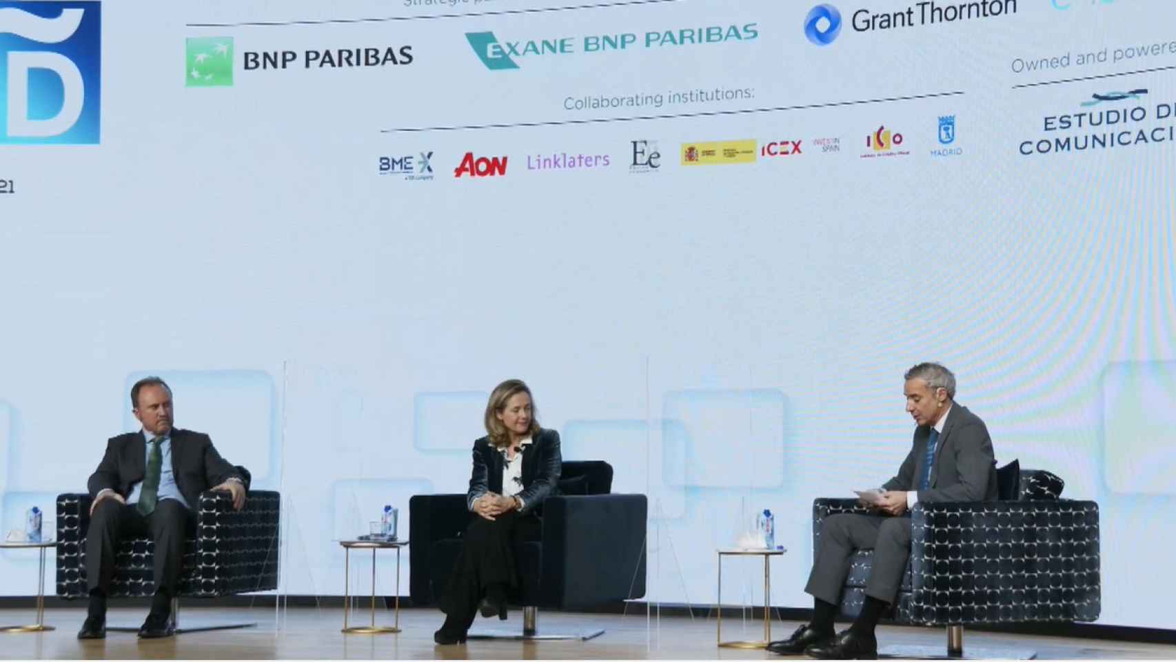 La vicepresidenta económica del Gobierno, Nadia Calviño, durante su intervención en el Spain Investors Day 2021.