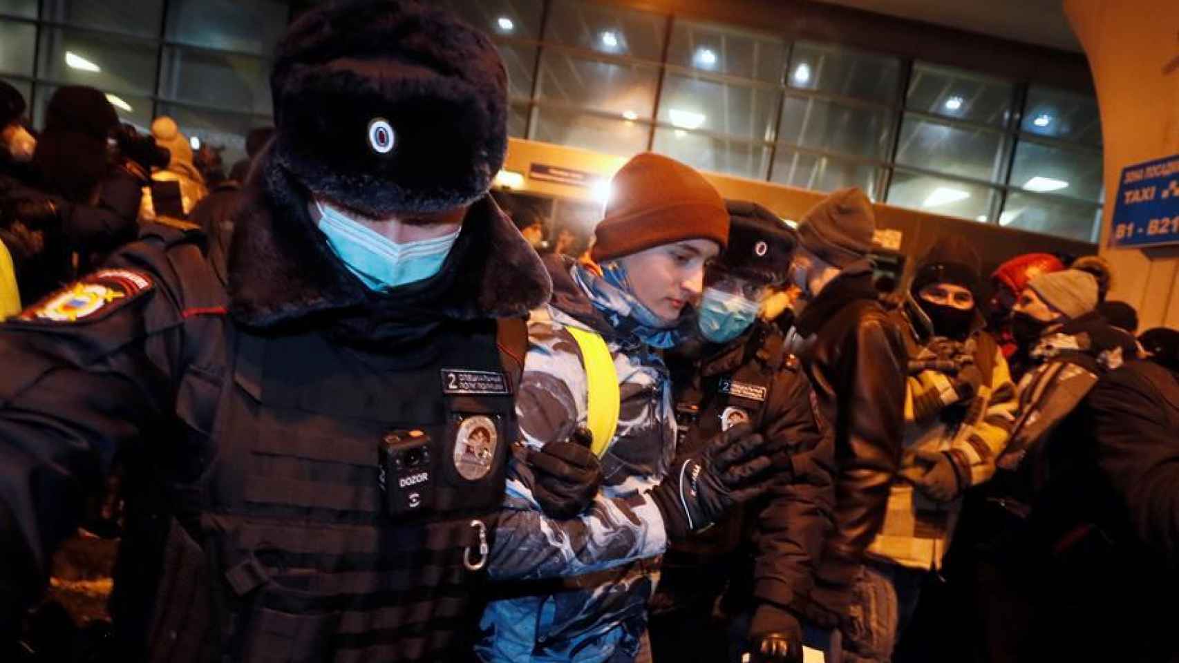 Navalny, detenido en enero de 2021 al llegar al aeropuerto de Moscú.