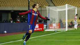 Antoine Griezmann celebra su segundo gol en la final de la Supercopa de España