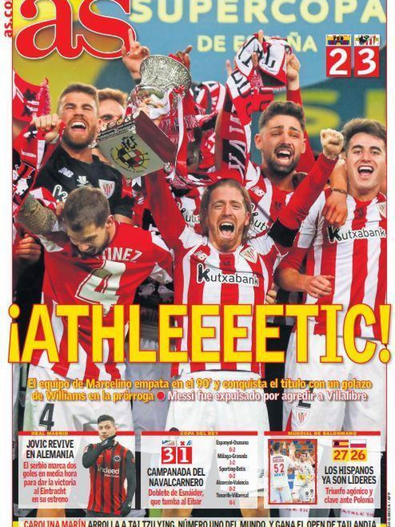 La portada del diario AS (18/01/2021)