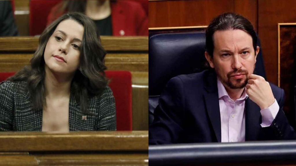 Inés Arrimadas y Pablo Iglesias en un fotomontaje.
