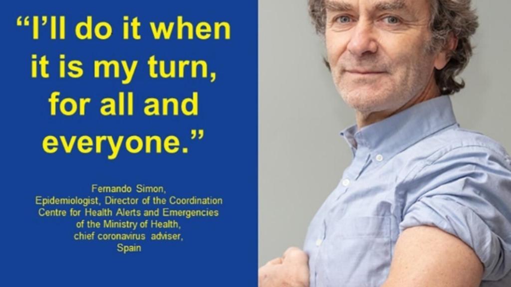 Fernando Simón es uno de los protagonistas de la campaña de vacunación de la Comisión Europea.
