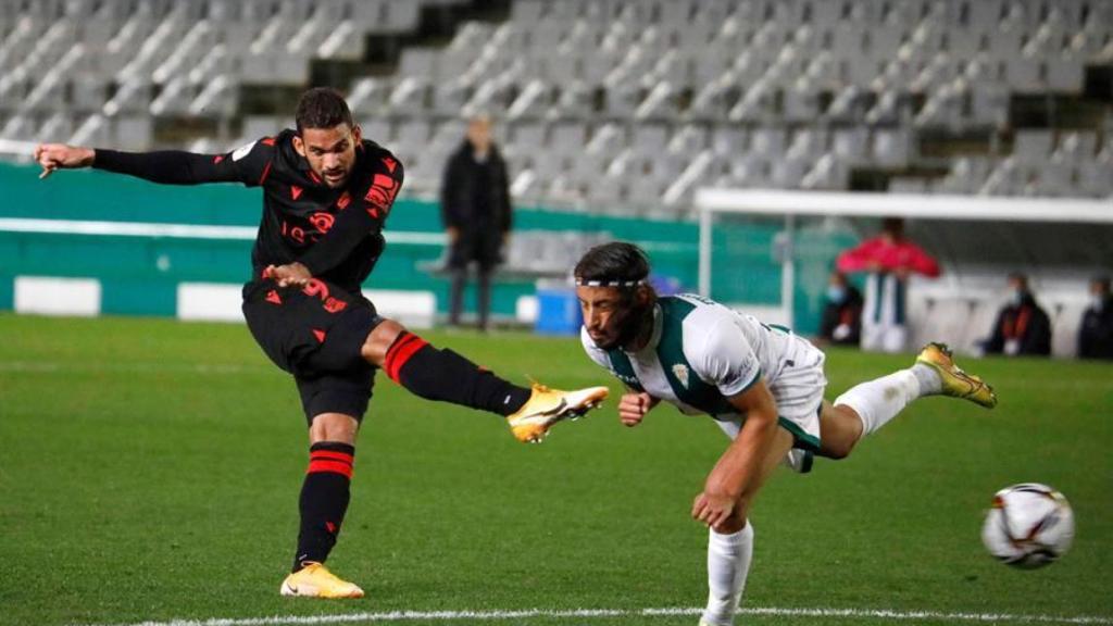 Willian José celebra su gol al Córdoba en la Copa del Rey 2020/2021
