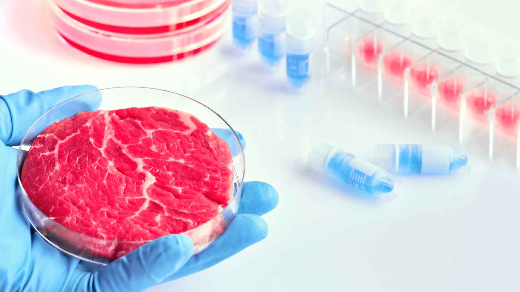 Carne cultivada en un laboratorio.