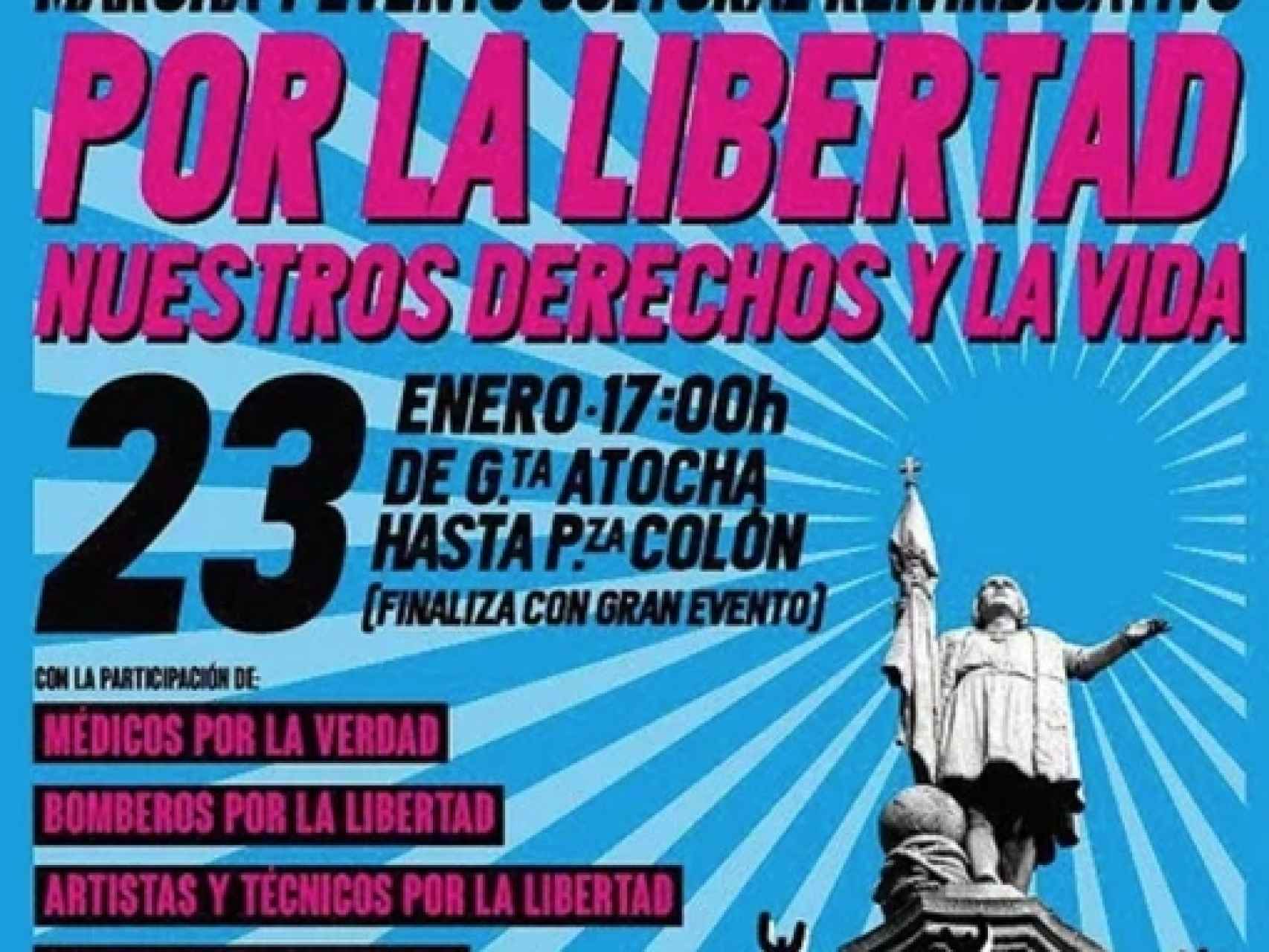 Cartel promocional de la manifestación negacionista.