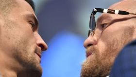Dustin Poirier y Conor McGregor, en el cara a cara previo a la UFC 257