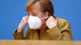 La canciller alemana, Angela Merkel, durante su rueda de prensa de este jueves