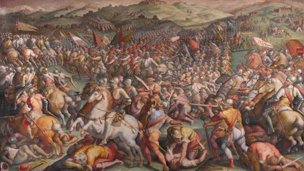 La batalla de Marciano en Val di Chiana, un fresco de Giorgio Vasari.