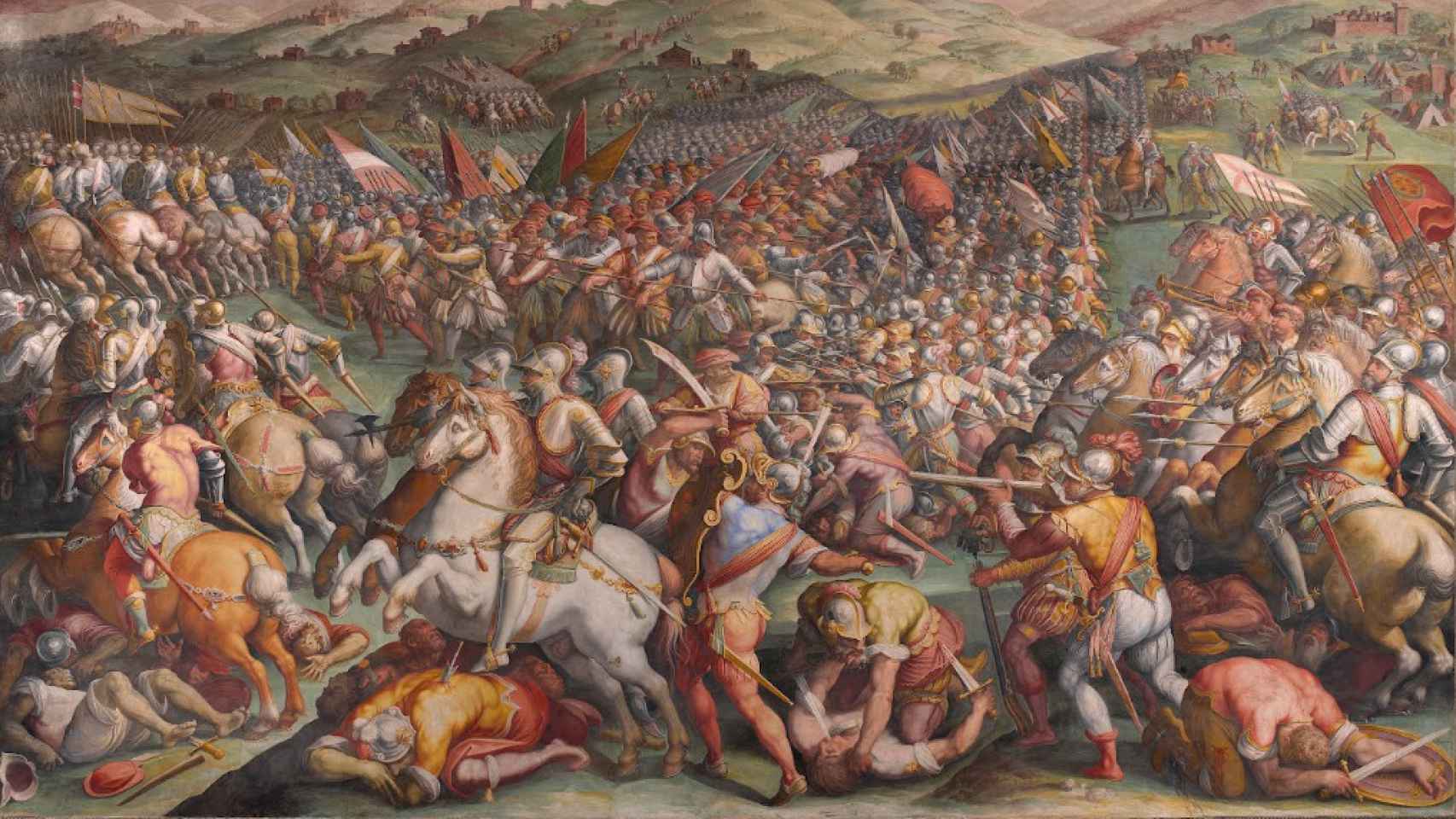 La batalla de Marciano en Val di Chiana, un fresco de Giorgio Vasari.