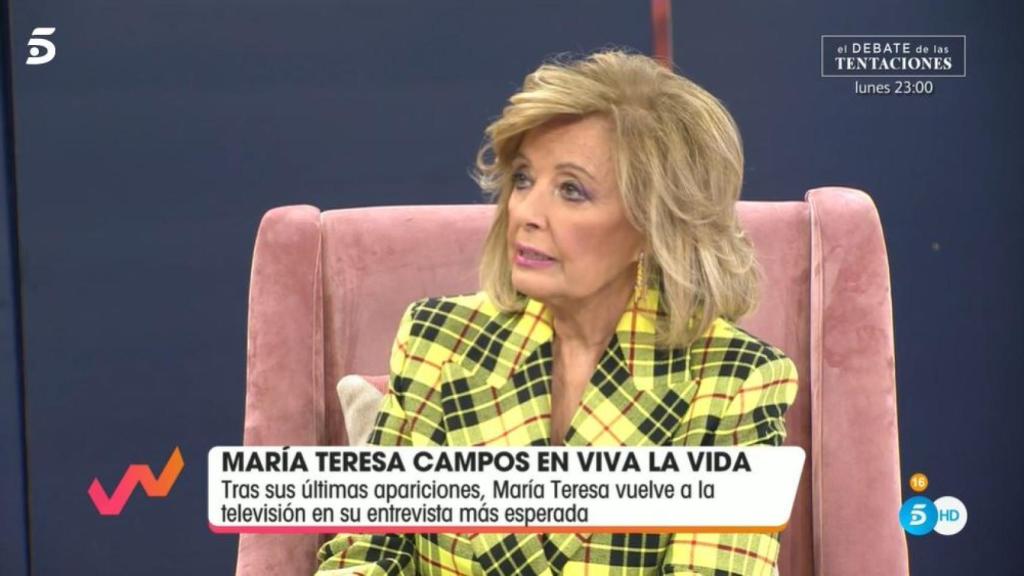 Teresa Campos minutos después de comenzar la entrevista.