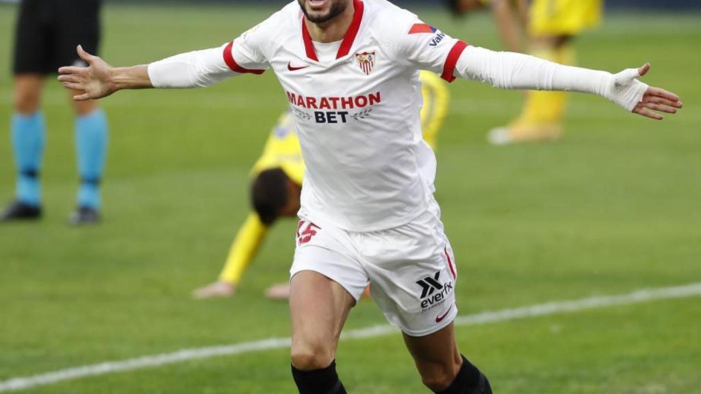 En-Nesyri celebra un gol en el Sevilla - Cádiz de la jornada 20 de La Liga