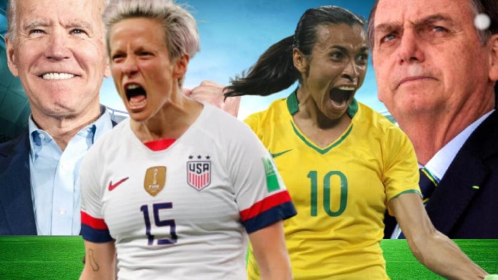 Joe Biden, Megan Rapinoe, Marta Vieira y Bolsonaro