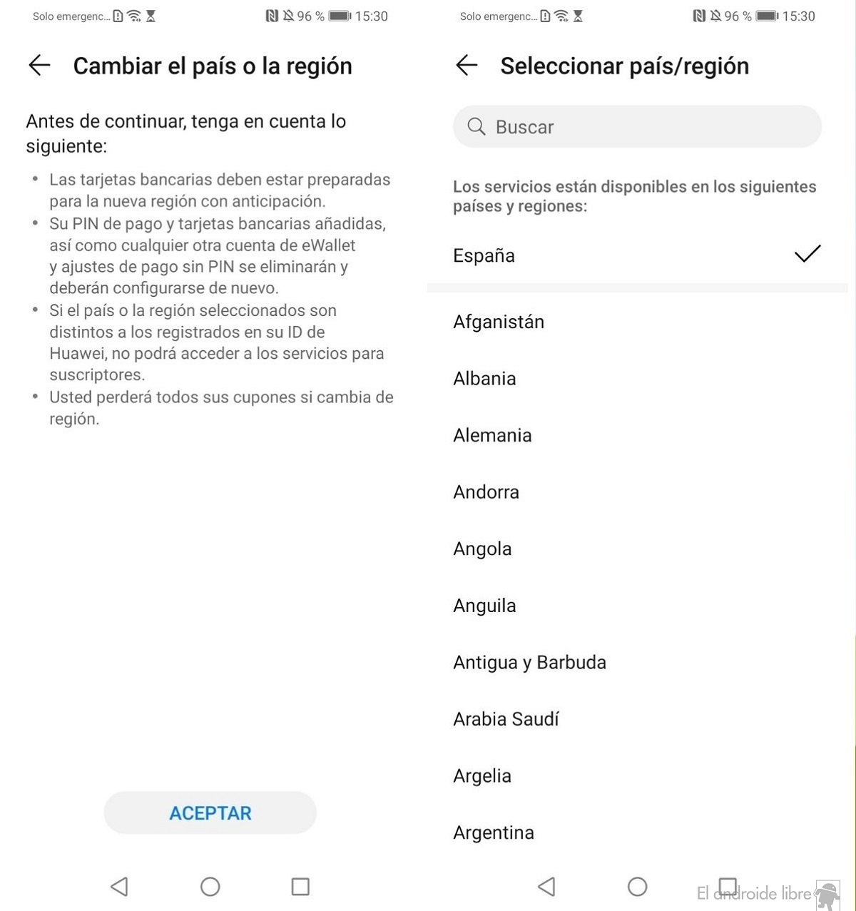 Cómo cambiar la región que utilizas en la aplicación de